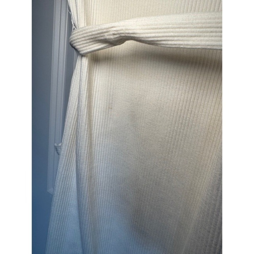 Alya Ribbed Knit Midi Dress Sleeveless Cream Casual w/ Belt Size M‎ - Picture 7 of 7